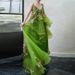 Forest Green Evening Gown Ethereal Halter Neck Morning Robe Dress for Coming of Age Ceremonies Banquets Graduation Unique Women's Party Wear_ecoleips.com