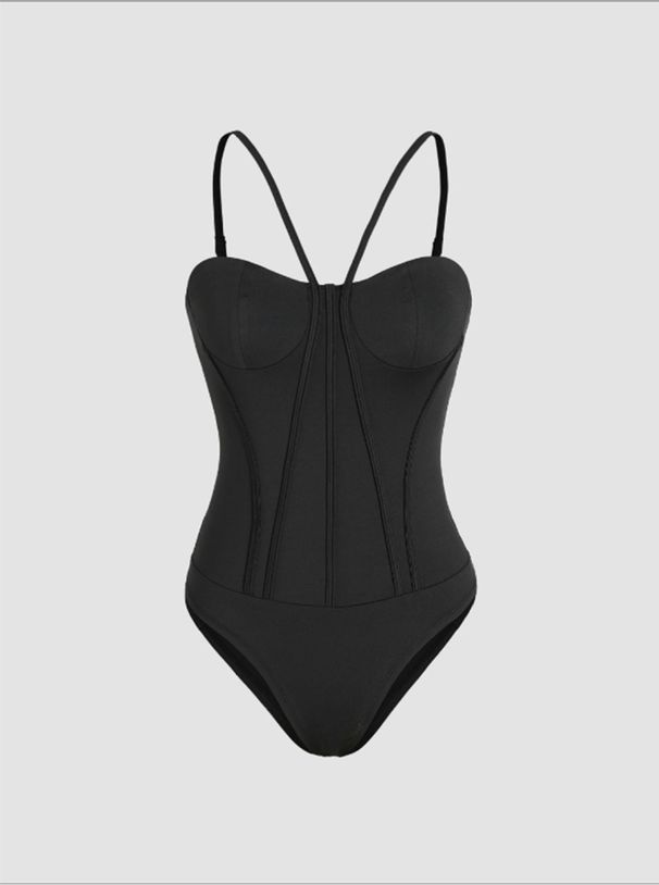 Summer Export Style European American Girl Patchwork Shapely Bodysuit Sexy Slim Fit Backless Solid Color Women's Jumpsuit Romper_ecoleips.com