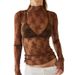 Women's Clothing Mesh Long Sleeved Floral Embroidery Perspective Bottoming T Shirt Shirt Tops Women_ecoleips.com
