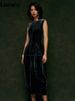 Lautaro Spring Summer Long Luxury Elegant Fitted Sleeveless Soft Velvet Dresses For Women High Waist Luxury Designer Clothes_ecoleips.com