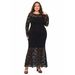 Plus Size Women's Clothing New Lace Fishtail Evening Dress_ecoleips.com