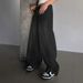 American-style Black Wide-leg Extra-long Floor-length Ripped Jeans For Women, Loose-fitting Casual Pants, European Size_ecoleips.com