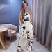Women's Clothing S10811 Printed Hollow Strap Wide Leg Jumpsuit_ecoleips.com