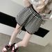 Black And White Striped Casual Pants For Women In Summer, Simple And Lazy Style, Age Reducing, Thin High Waist, Loose Sports Wide Leg Shorts_ecoleips.com