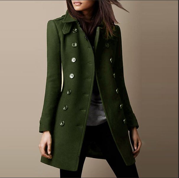 Elegant Wool Blend Trench Coat For Women – Double-Breasted Mid-Length Winter Coat With Notched Lapel, Slim Fit Office Coat_ecoleips.com