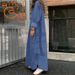 2024 Women's Spring Denim Long Dress Solid Color Bohemian Loose Fit Large Size Temperament Commuting Style_ecoleips.com