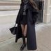 Long V-Neck Double-Breasted Trench Coat, Oversized Polyester Duster Jacket For Work & Casual (Black/Brown, S/M/L)_ecoleips.com