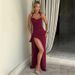 European And American Sexy Strap For Women 2025 Summer New Light Luxury Elegant Waist Slimming High Slit Long Dress_ecoleips.com