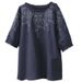 2026 Plate-Size Women's Clothing, Retro And Artistic, Floral Summer, Thin Lace Five-Sleeved Top, Lantern Short-Sleeved T_ecoleips.com