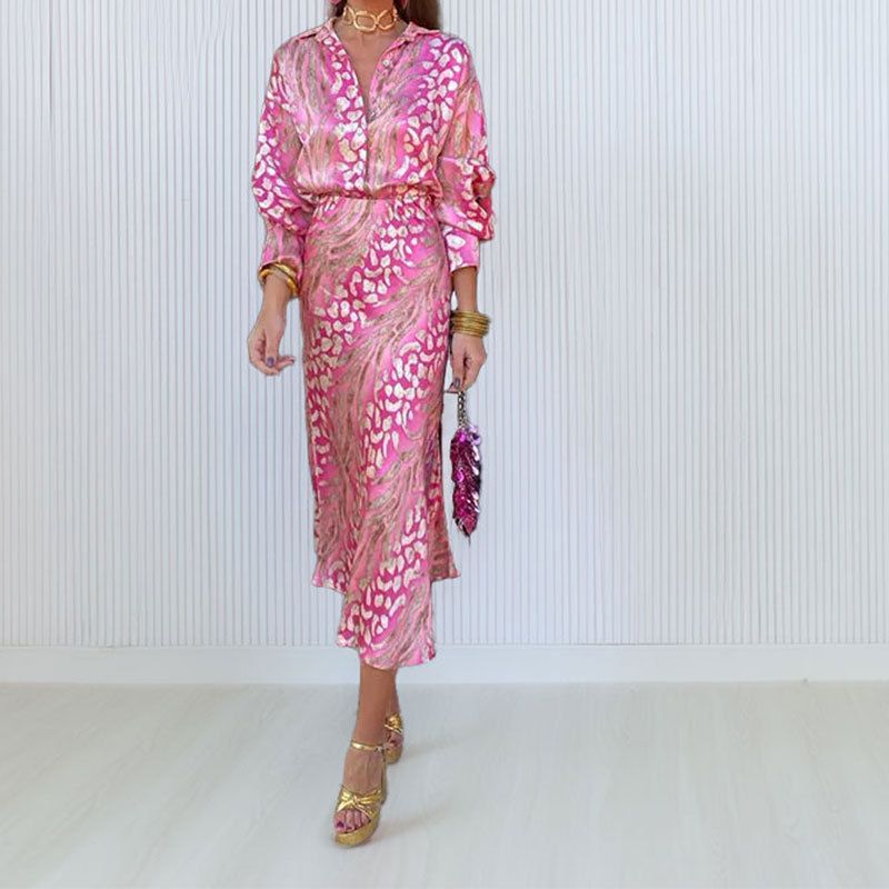 Spring New Arrival Women's Clothing V Neck Long Sleeve Printed Suit Fashionable Commuter American Style Elegant_ecoleips.com