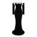 Amazon Off-The-Shoulder Maxi Dress Women's Hepburn Style Fishtail Skirt with Bow And Flowers Lightweight Spring/Summer Dress_ecoleips.com