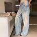American-style High Street Straight-leg Jeans For Women, 2025 New Model, Light Blue, Stylish Design, Slimming,_ecoleips.com