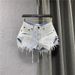 2025s White Denim Shorts For Women 2025 New Summer Girl Ripped Casual Fashion Wide Leg A-line Hot Pants_ecoleips.com