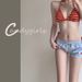 Red Striped Bikini Women's Two Piece Swimsuit Sexy Pure Delicate Vacation Style Hot Spring American Design_ecoleips.com
