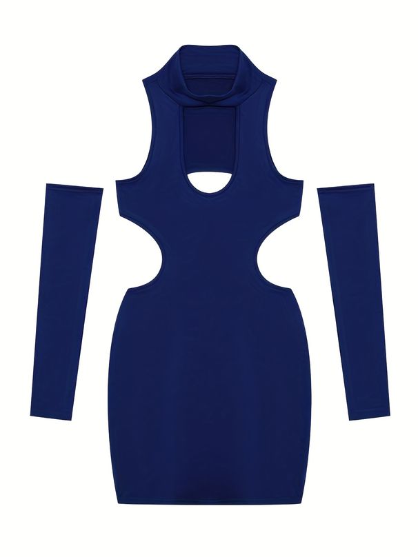 Summer 2026 Sexy Cutout Hanging Neck Dress European American Solid Color Tight Wrapped Hip Dress For Women_ecoleips.com