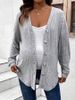K Long Sleeved Maternity T-shirt With Button Up Front And Shoulder Down Sleeves For Pregnant Women_ecoleips.com