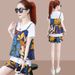 Summer Plus Size Women's Loose T-Shirt Floral Fashion For Chubby Sisters, Stylish And Age-Reducing Slimming Shorts_ecoleips.com