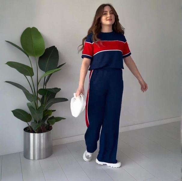 Women's Clothing Summer Round Neck Solid Color Short Sleeved Wide Leg Pants Commuter Fashion Suit_ecoleips.com