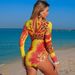 Women's European American Style Long Sleeved One Piece Swimsuit SPF Sun Protection Cross Border Long Pants Krupniki Swimwear_ecoleips.com