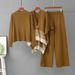 Women's Fashion Trend Autumn/Winter Set Jacquard Shawl Crew Neck Sweater Wide Leg Casual Pants Three Piece Ensemble_ecoleips.com