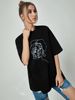 Women's Casual Black T-Shirt round Neck Short Sleeve Breathable Cotton Polyester Top Loose Fit Printed Sports Export Tee_ecoleips.com