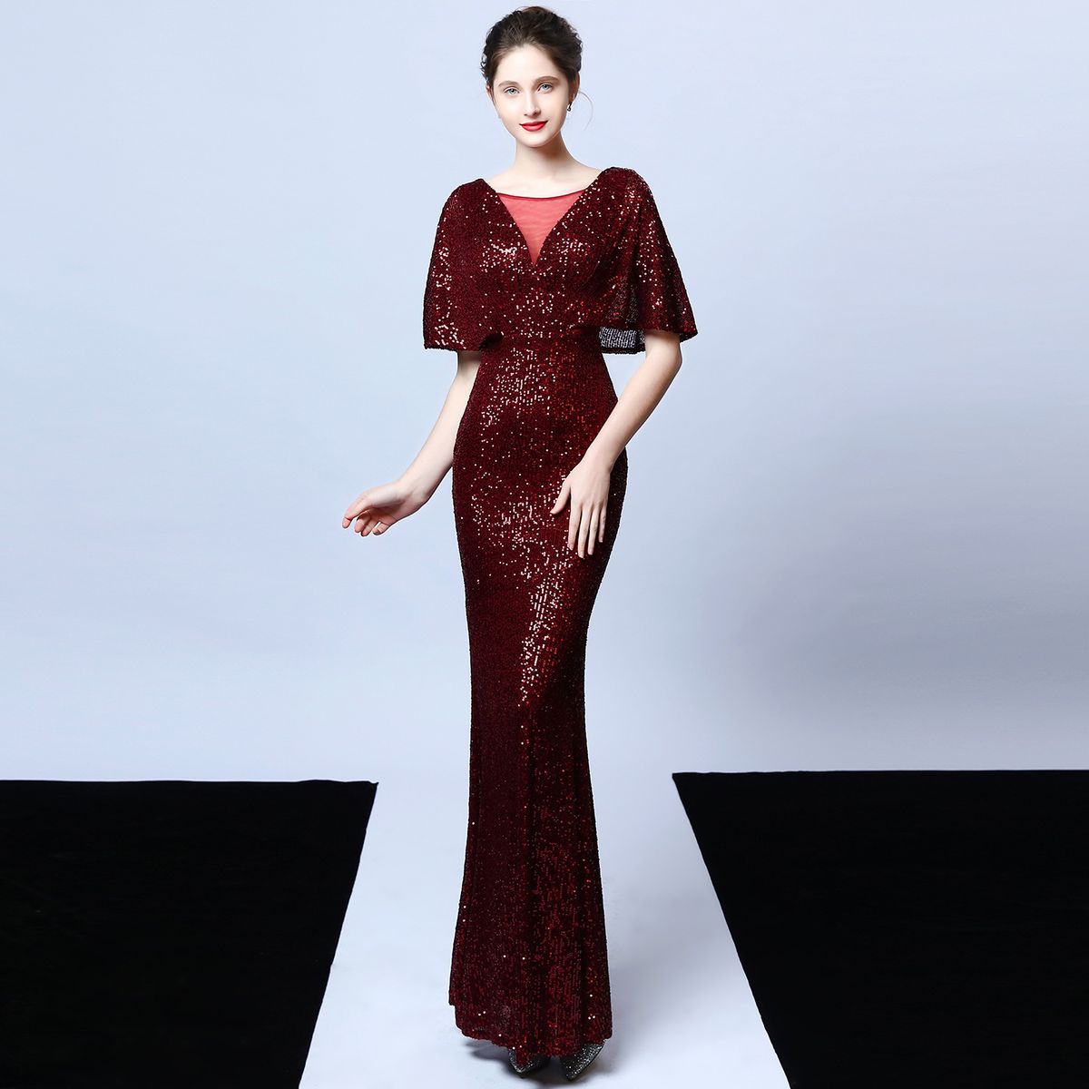 Women's clothing thread tassel beads fishtail banquet elegant temperament annual meeting host car model evening dress women autumn_ecoleips.com