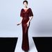 Women's clothing thread tassel beads fishtail banquet elegant temperament annual meeting host car model evening dress women autumn_ecoleips.com