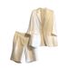 Women's Clothing Ready Stock Mid Length Suit Straight Pants Two Piece Suit For Women Spring And Summer New Style Suit_ecoleips.com