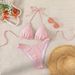 Verve 2025 New Solid Color Mesh Three-Piece Swimsuit Tie Sexy Beach Bikini Swimwear For Women Summer_ecoleips.com