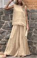 Women's Clothing Casual Large Size Suit Loose Solid Color Cotton And Linen Sleeveless Trousers Two Piece Suit_ecoleips.com