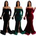 Women's Clothing Fashion Women's Solid Color Slit Evening Dress Low Cut Dress New_ecoleips.com