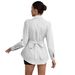 Women's Slimming Long Sleeved Shirt Autumn Striped Fashion Irregular Waist Belt Versatile Clothing Top_ecoleips.com