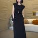 Relaxed European Fashion For Women 2025 Summer Loose High-End Short Sleeve Top High Waist Skirt Two-Piece Set_ecoleips.com