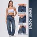 Classic Washed Blue Women's Jeans - Mid-Rise, Relaxed Fit, Cotton Blend (25-32 Size Range)_ecoleips.com