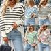 2023 New Trend Women's Casual Turn-down Collar Striped Knit Sweater_ecoleips.com