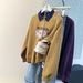 European American Style Printed Spring Autumn Thin Polo Collar Long-sleeve Sweatshirt For Women, Loose And Versatile,_ecoleips.com