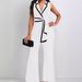 women's clothing new fashion V-neck temperament elegant sleeveless jumpsuit wide-leg pants_ecoleips.com