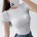 Women's Popular Tight-fitting Sexy Round Neck Short-sleeved T-shirt, Summer Solid Color Basic Knit Top_ecoleips.com