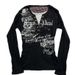 Slim Fit Long Sleeve Printed T-Shirt Base Layer Top Henry Faux Two Piece Retro Black Collar with Lettering Slimming Effect Women's Clothing_ecoleips.com
