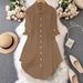2025 Spring And Autumn New Women's Solid Color Buttonhole Fashion Sleeve Formal Shirt Satin Top_ecoleips.com