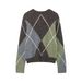 Vintage Versatile Rhombus Knitted Sweater_ecoleips.com