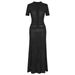 Women's French Style Crochet Lace A-Line Dress Summer Breathable Slim Fit round Neck Short Sleeve Knit Gown_ecoleips.com