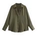 2025 Women's Multicolor Satin Texture Draped Long Sleeve Shirt Top F69895_ecoleips.com