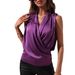 Women's Clothing Women's Spring And Autumn Sleeveless Satin Shirt Pleated Vest New Sexy Shirt Top_ecoleips.com