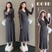 Autumn New Korean Fashion Lace V-Neck Gray Two-Piece Maternity Dress_ecoleips.com