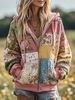 Women's Clothing Fit Casual Floral Print Hoodie Loose Fit Floral Print Hoodie For Women – Soft Polyester-Spandex Blend With Kangaroo Pocket (S-XXXXL)_ecoleips.com