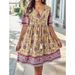 Women's Casual Vacation Dress Short Sleeved Printed Spring Summer Clothing_ecoleips.com