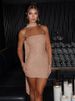 Mozision Sequins Backless Sexy Mini Dress For Women Robe Elegant Sparkle Scarf Collar Strapless Sleeveless Bodycon Club Dress_ecoleips.com
