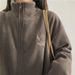 Women's High Neck Fleece Zip-Up Hoodie - Soft Sherpa Lined Winter Pullover With Embroidery, Cozy Oversized Sweatshirt For Casual Wear_ecoleips.com