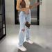 Women's Clothing High Waist Comfortable Loose Wide Leg Jeans Women's Slim Hole Casual Trousers_ecoleips.com
